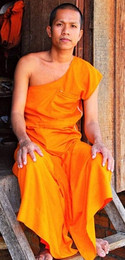 Buddhist monk in saffron robe
